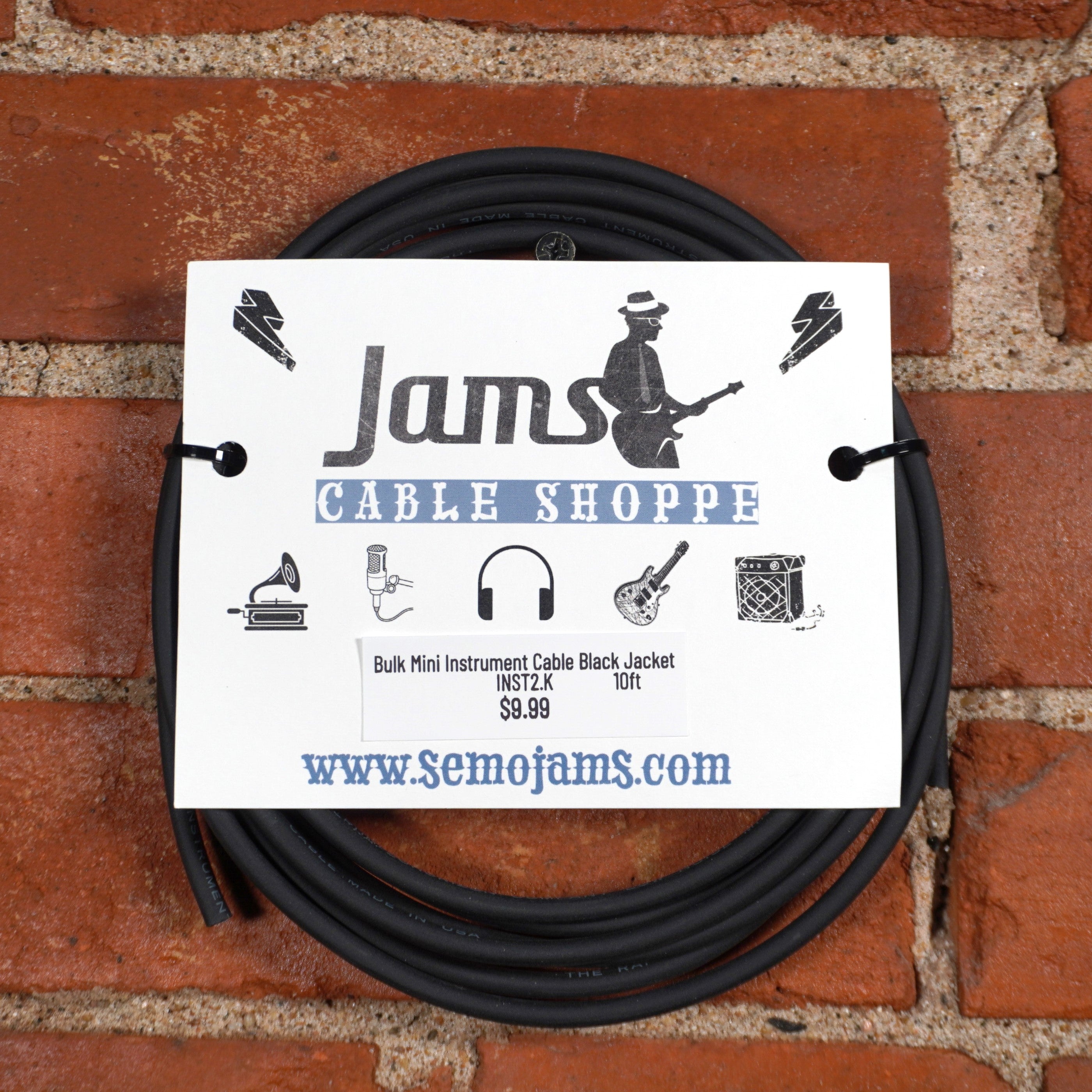 Bulk Mini Instrument Cable Black Jacket 10ft
