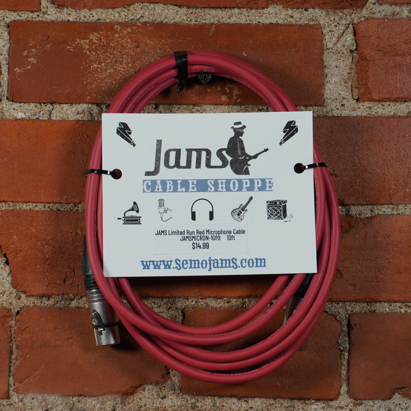 JAMS Limited Run Red Microphone Cable Neutrik Connectors