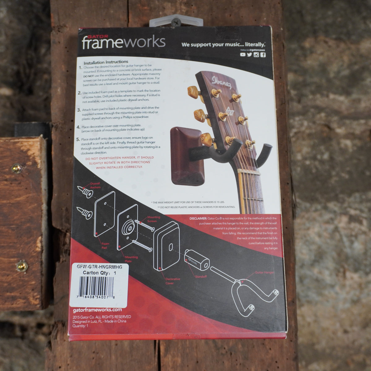 Gator Frameworks Mahogany Finish Guitar Hanger