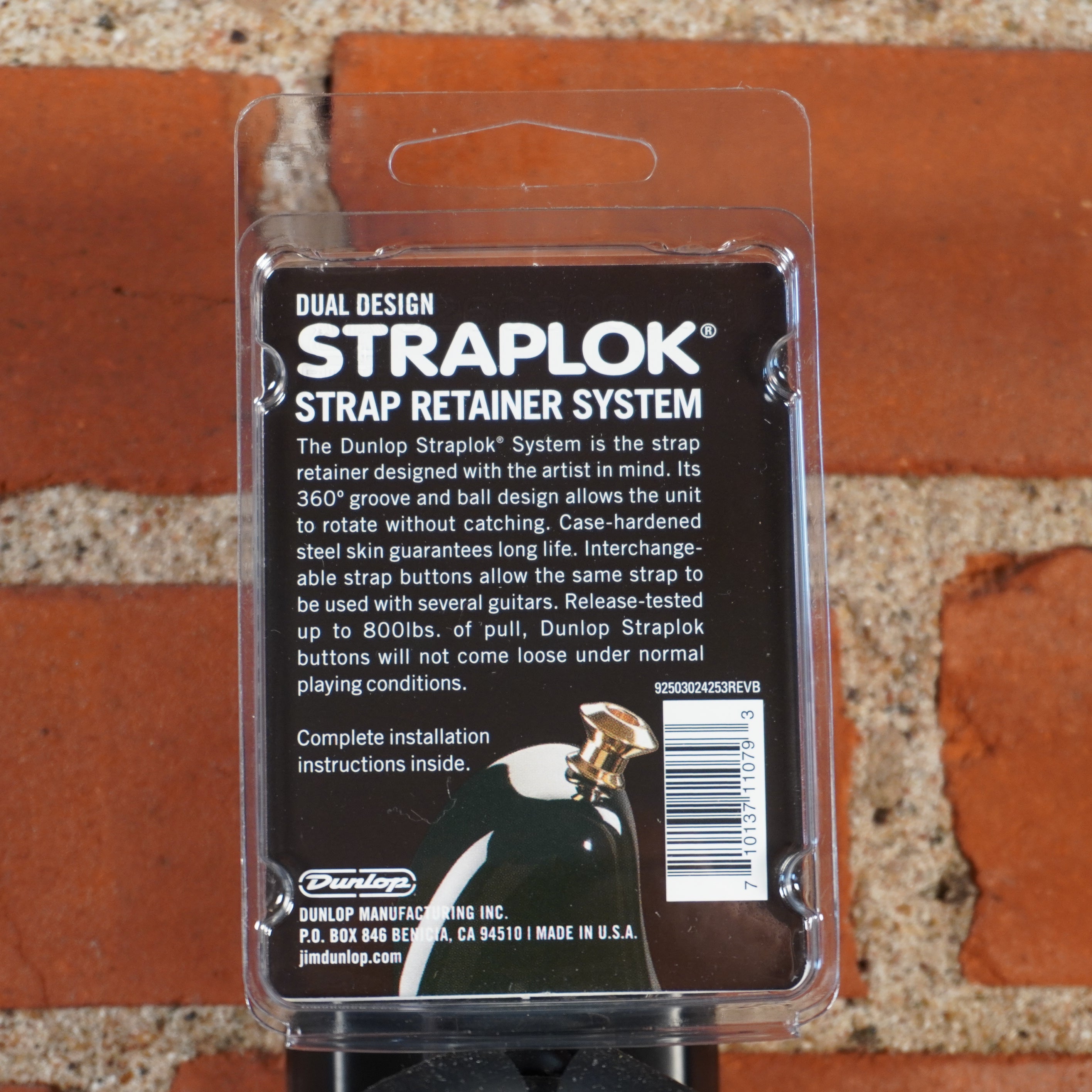 Dunlop Straplok Strap Retainers Dual Design Dark Chrome
