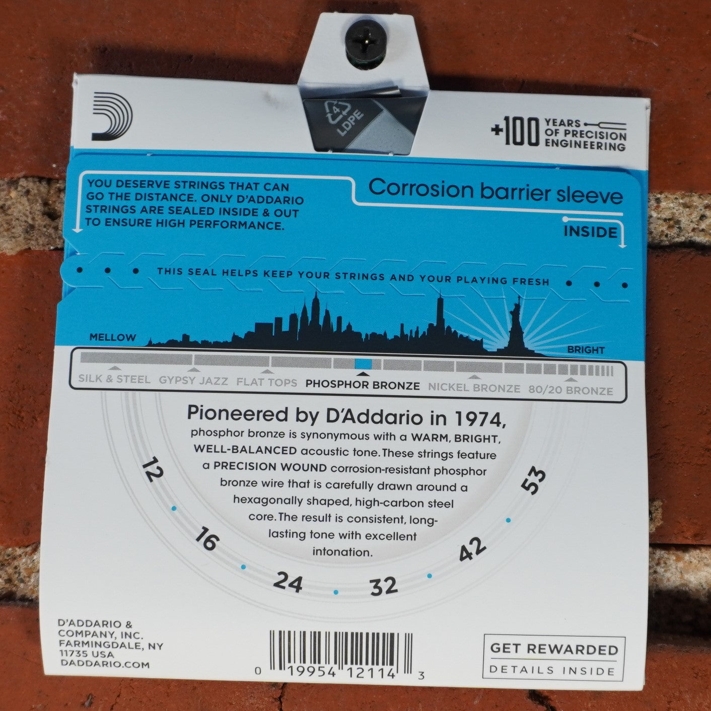 D'addario EJ16 Phosphorus Bronze Acoustic Strings Light 12-53
