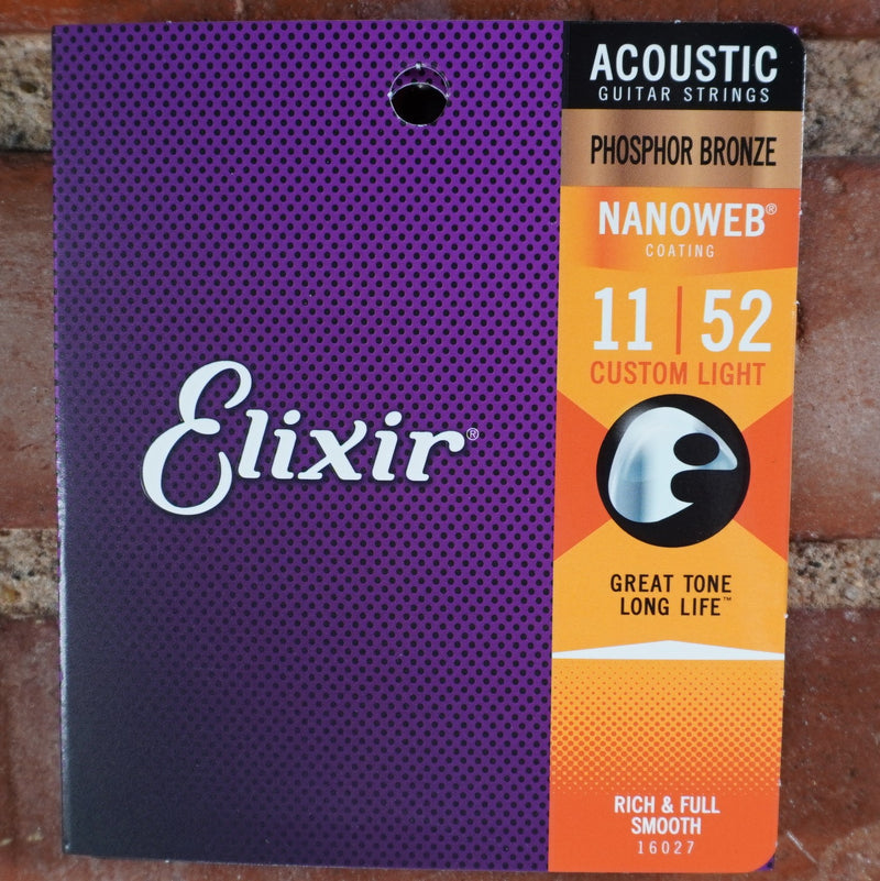 Elixir Acoustic Phosphor Bronze Nanoweb Custom Light 11-52