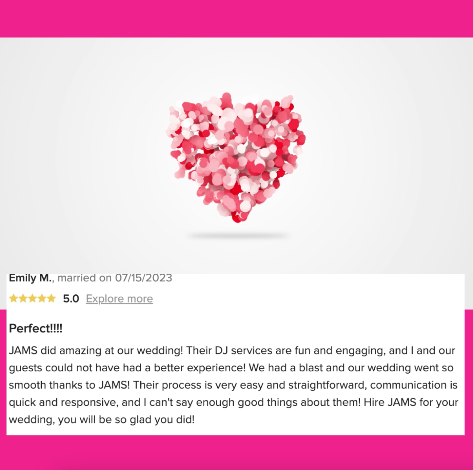 JAMS Wedding Review