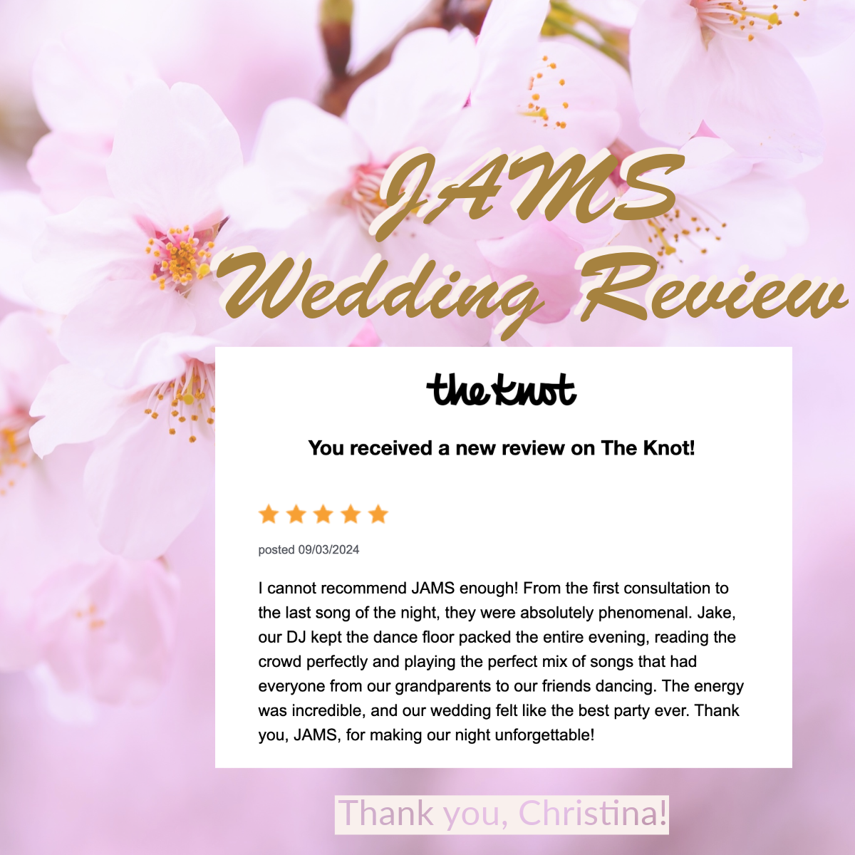 5 Star Wedding Review for SEMO JAMS