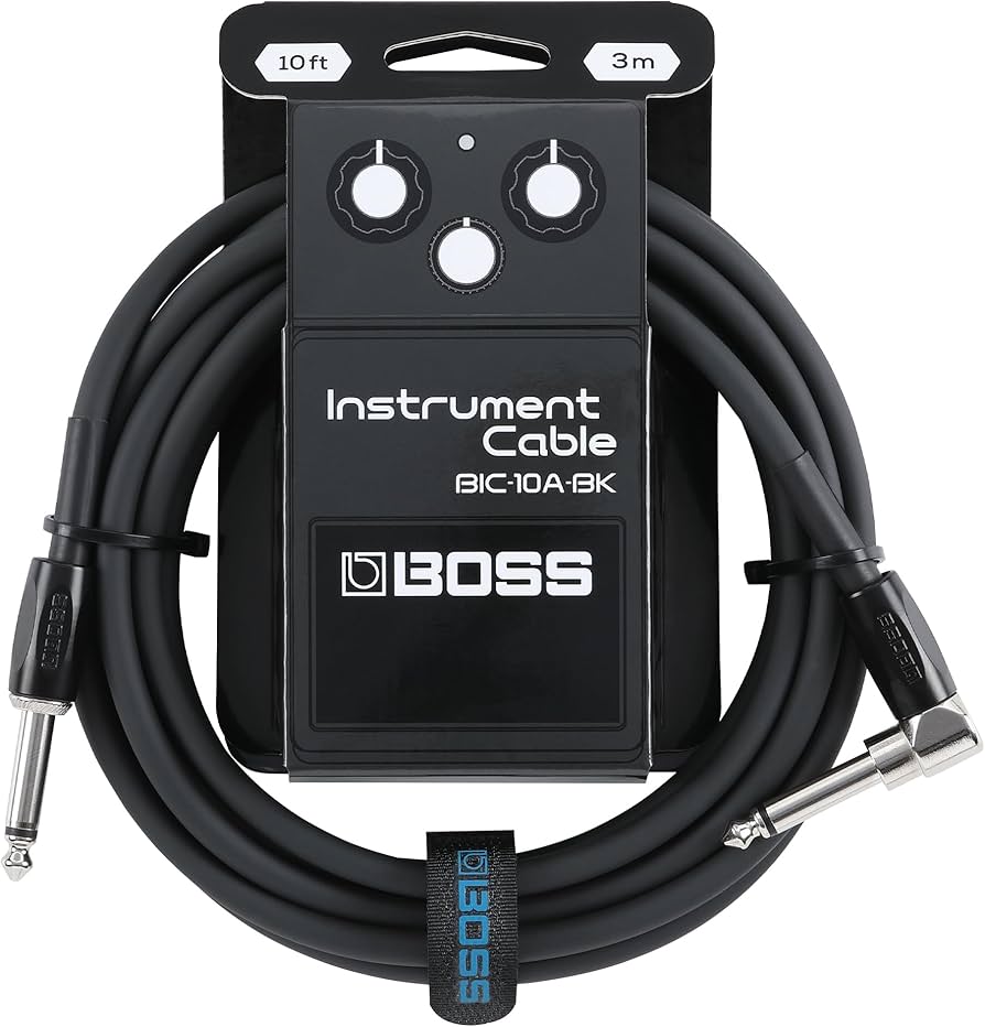 Boss BIC-10A 10ft Straight-Angled Instrument Cable Black