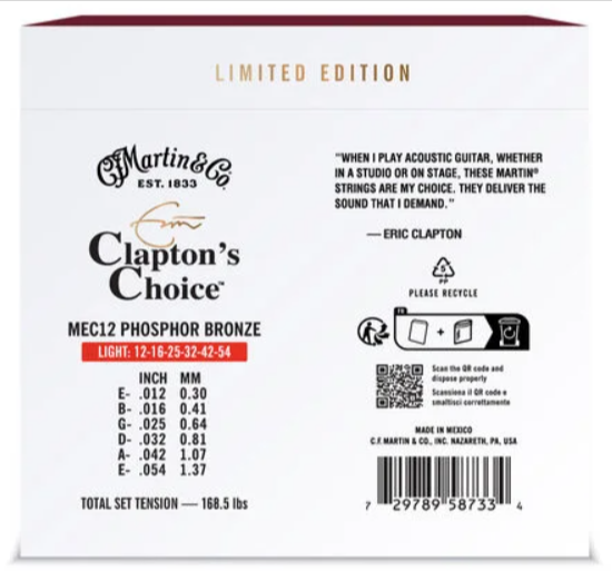 Martin Clapton’s Choice Light Acoustic Guitar Strings