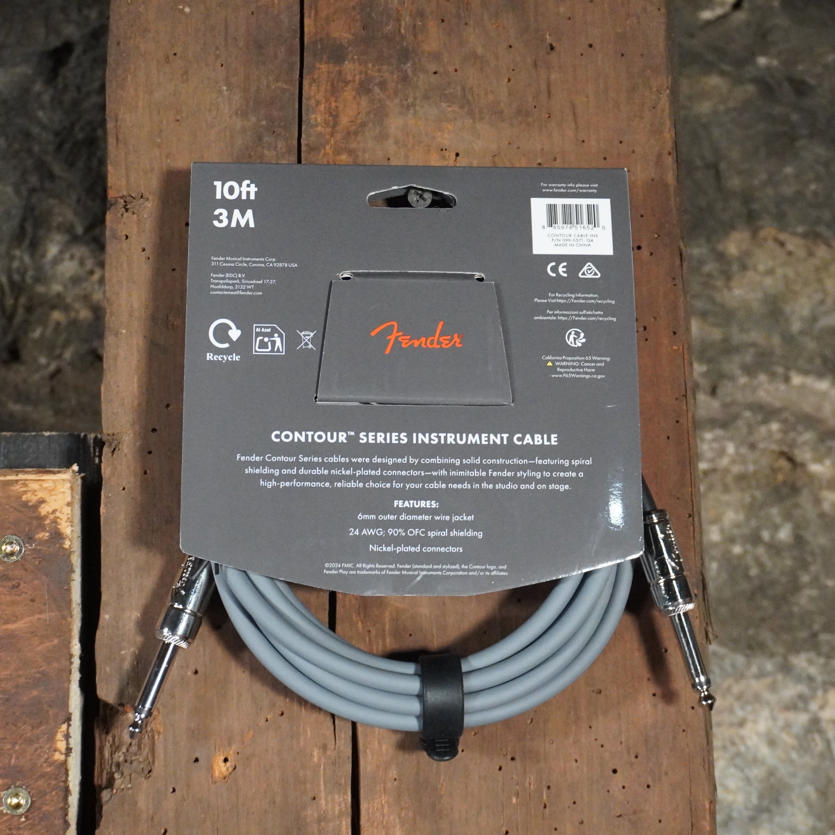 Fender Contour™ Series 10ft Inca Silver Instrument Cable