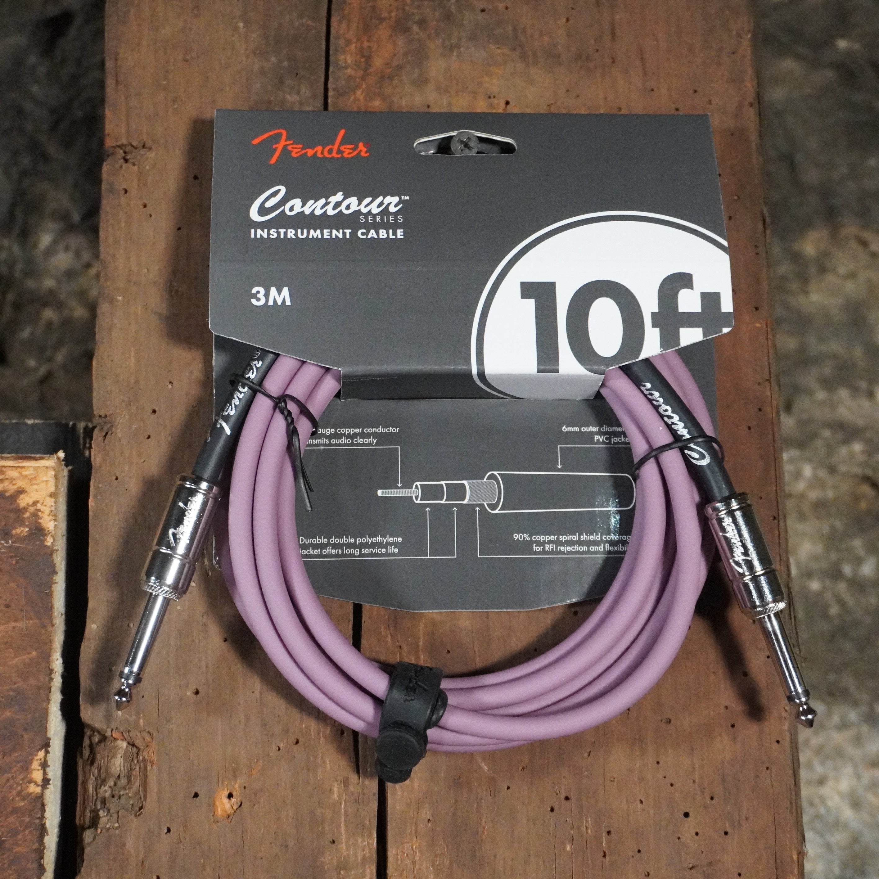 Fender Contour™ Series 10ft Burgundy Mist Instrument Cable