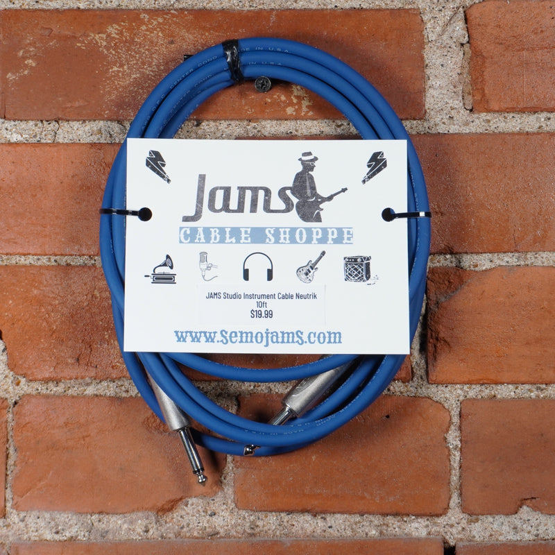 JAMS Studio Instrument Cable Neutrik 1/4" Connectors Blue
