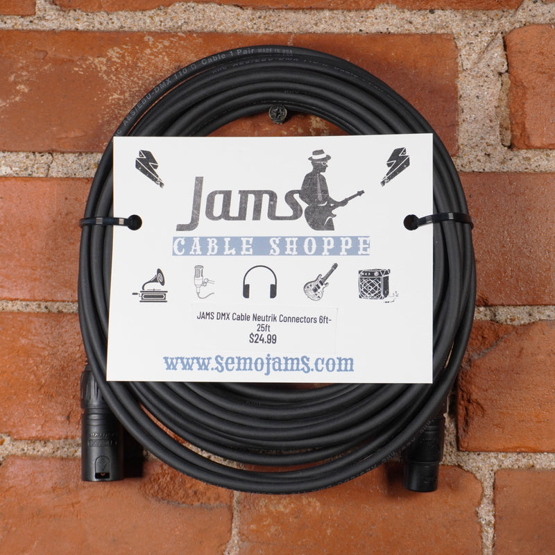JAMS DMX Cable Neutrik Connectors 6ft-25ft