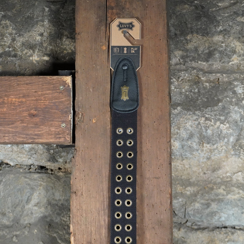 Levy's Worn and Torn Series Cotton Guitar Strap Black