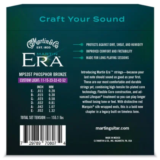 Martin Era™ Treated Custom Light Acoustic Guitar Strings
