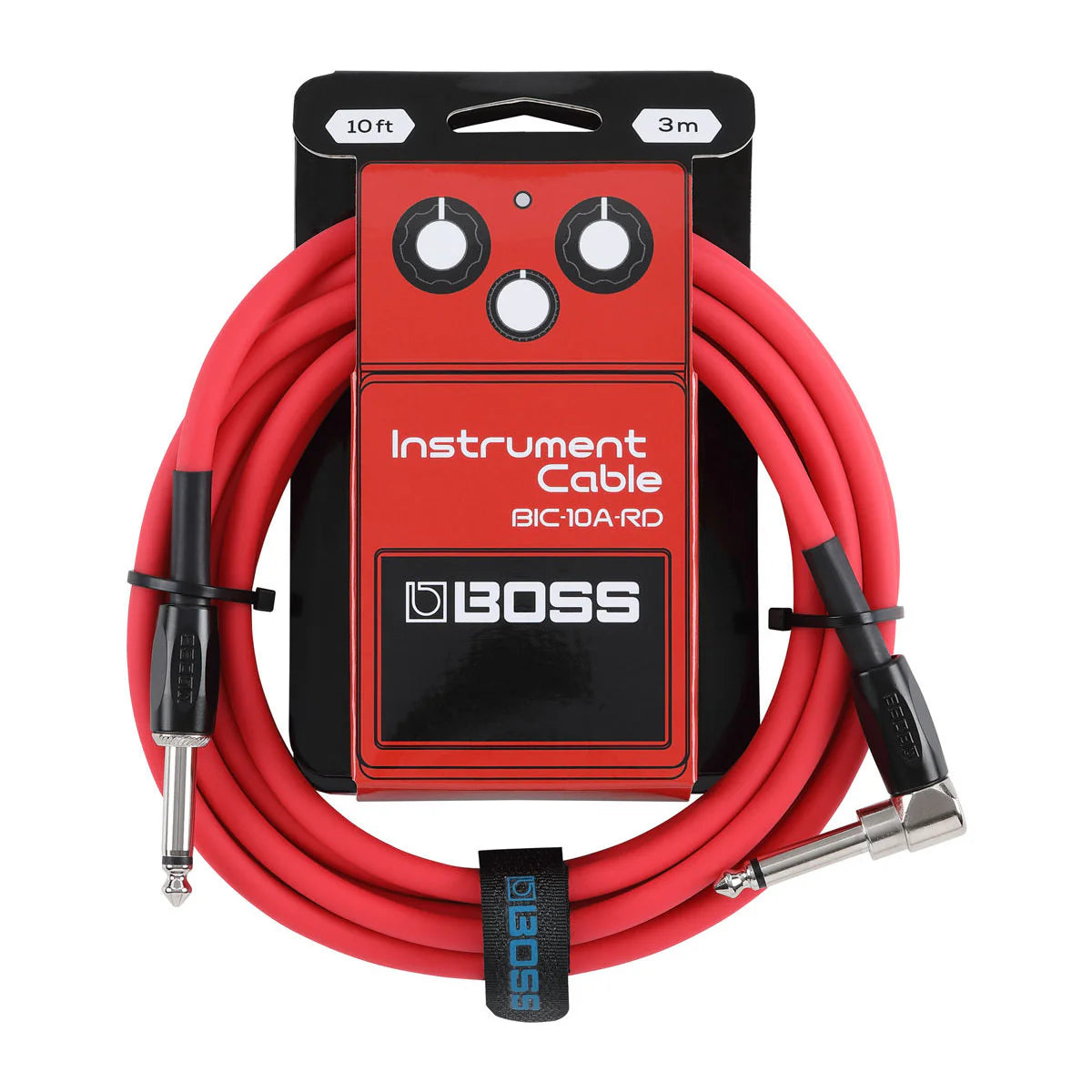 Boss BIC-10A 10ft Straight-Angled Instrument Cable Red