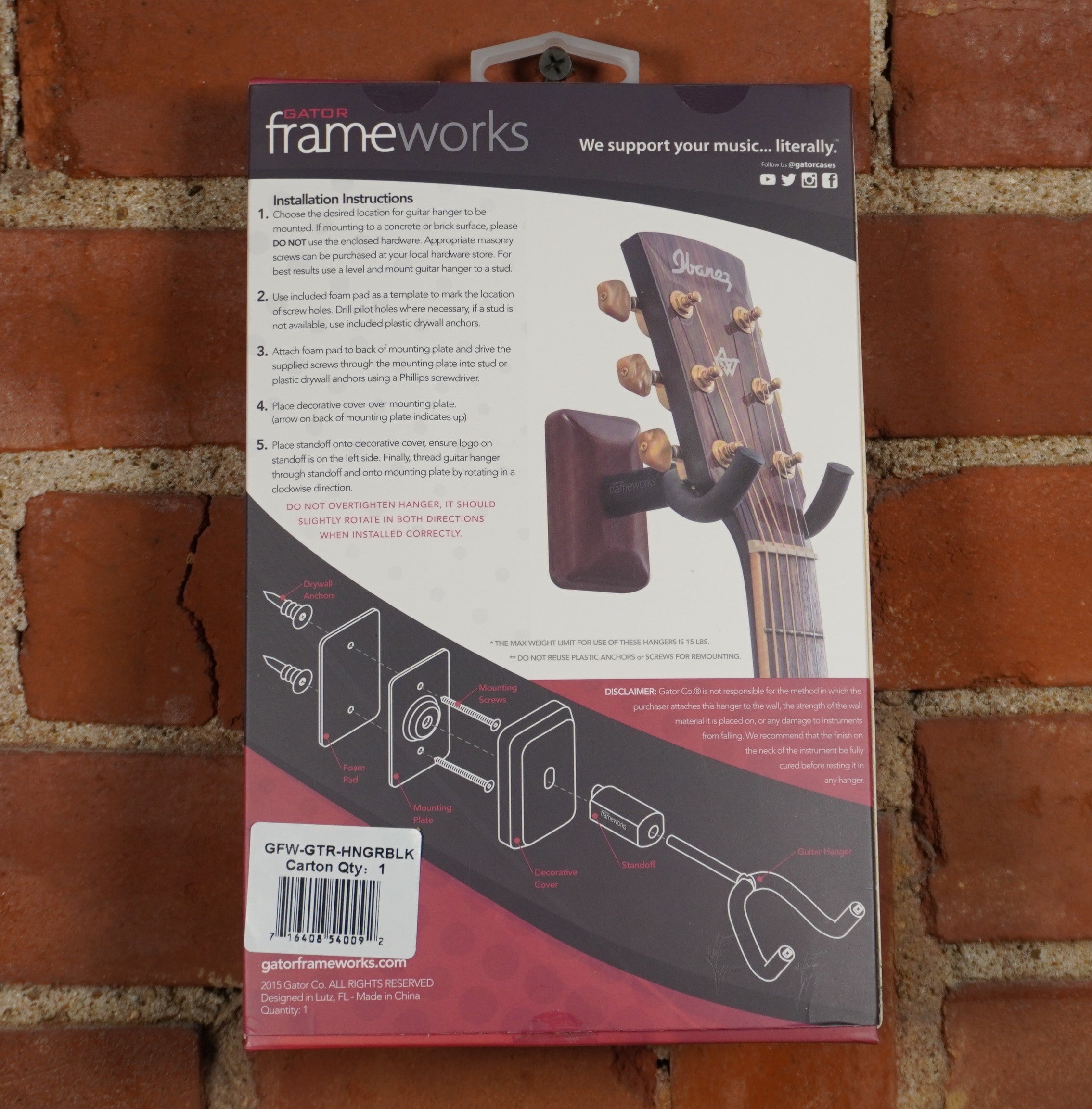 Gator Frameworks Black Guitar Hanger