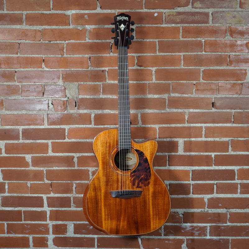 Used Washburn G55CE Koa Acoustic Electric w Hard Case
