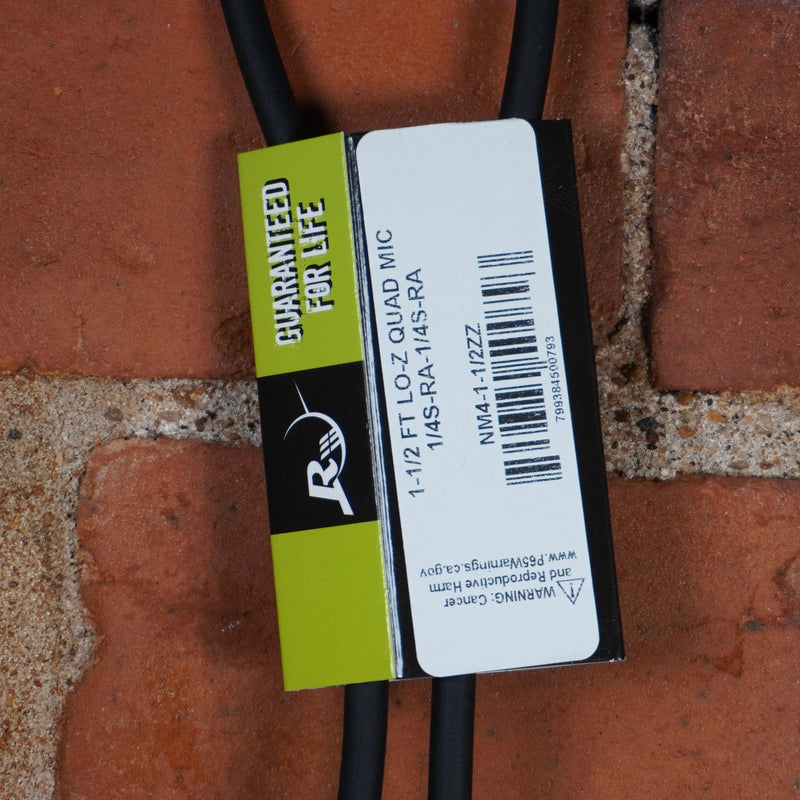Rapco Concert Series Balanced Cable Neutrik Right Angle 1/4" 18"
