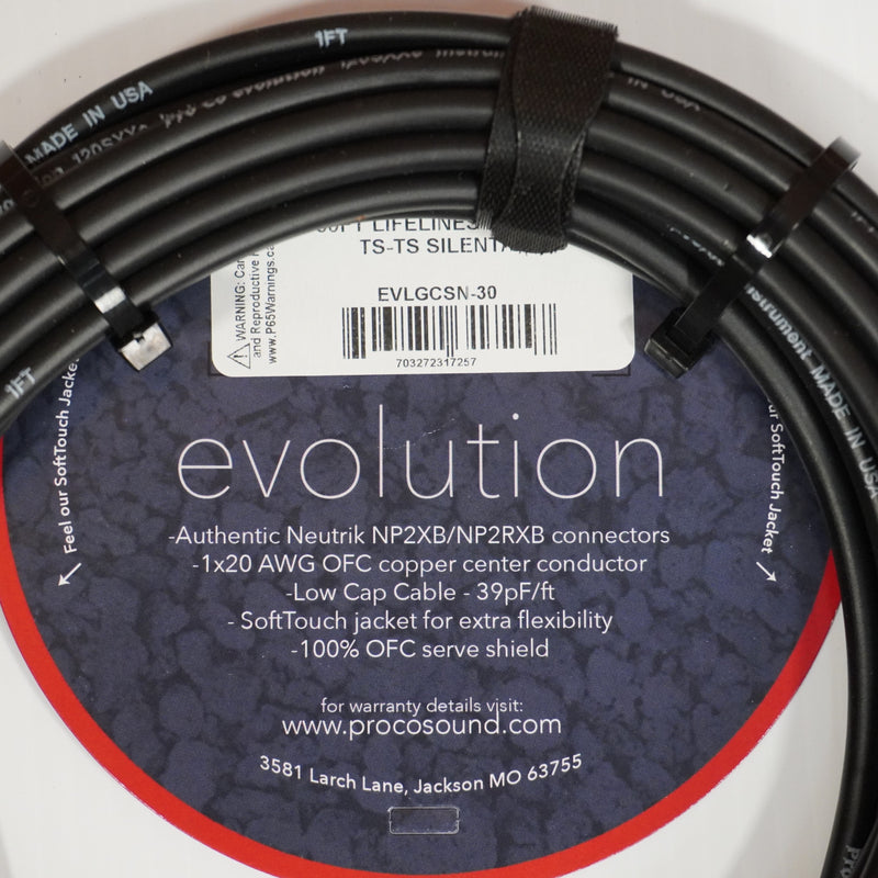 Pro Co Evolution Instrument Cable Silent 1/4" 30ft