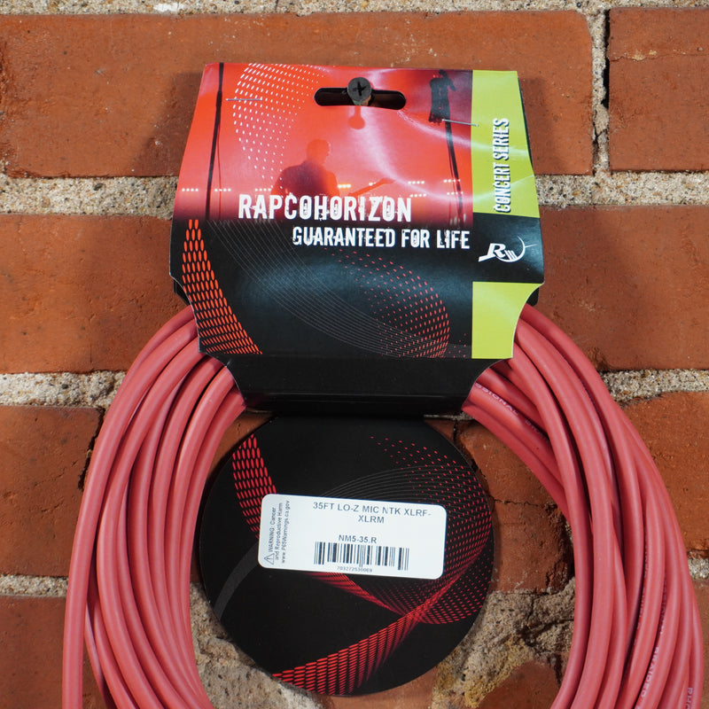 Rapco Pro Mic Cable XLR 3pin M/F 35ft Red Jacket