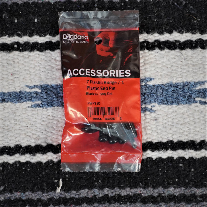 D'addario Plastic Bridge Pins Black w/White Dot