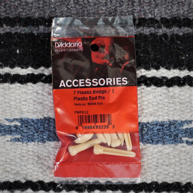 D'addario Plastic Bridge Pins Ivory w/Black Dot