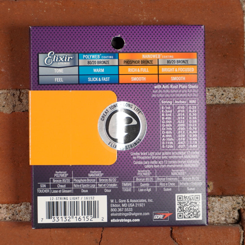 Elixir Acoustic 12 String Phosphor Bronze Nanoweb Light 10-47