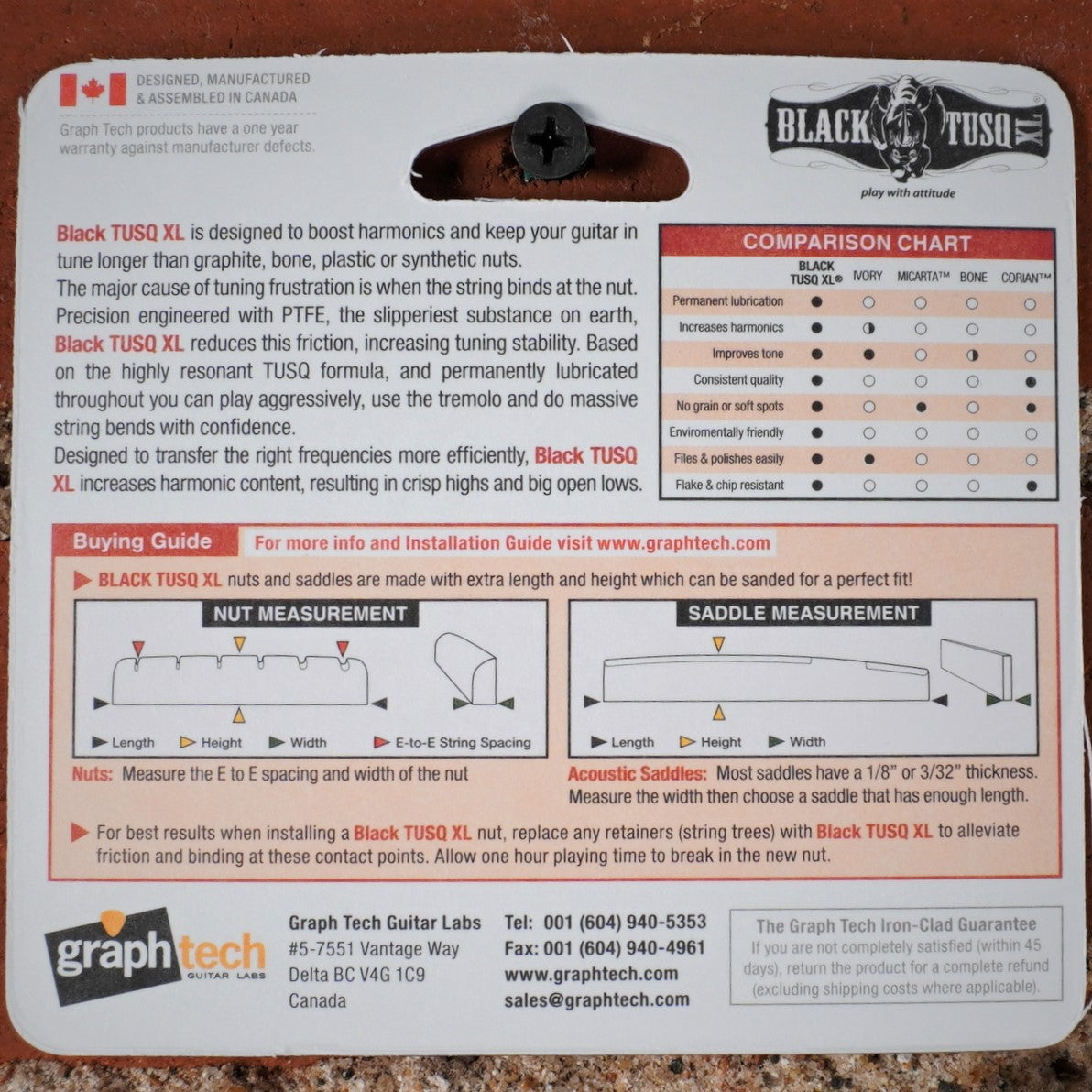 Graph Tech Black TUSQ XL Jazz Bass-Style Nut