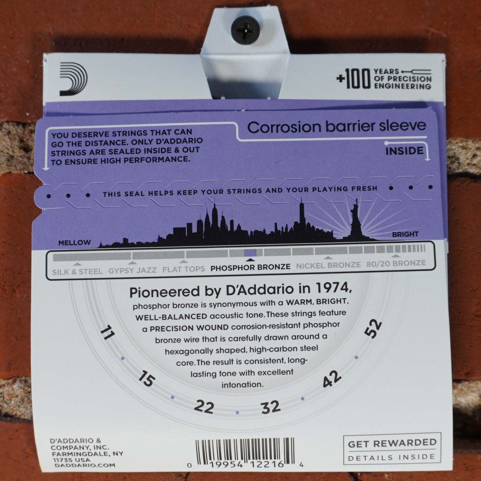D'addario Phosphorus Bronze Acoustic Strings Custom Light 11-52