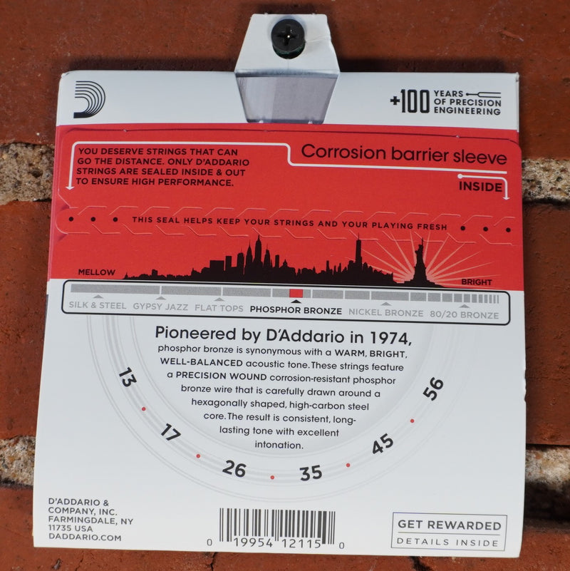 D'addario EJ17 Phosphorus Bronze Acoustic Guitar String, Medium 13-56