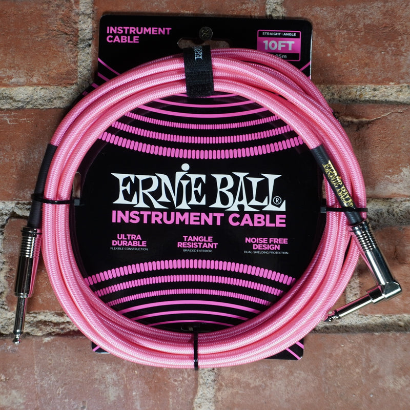 Ernie Ball Braided Instrument Cable Neon Pink 10ft