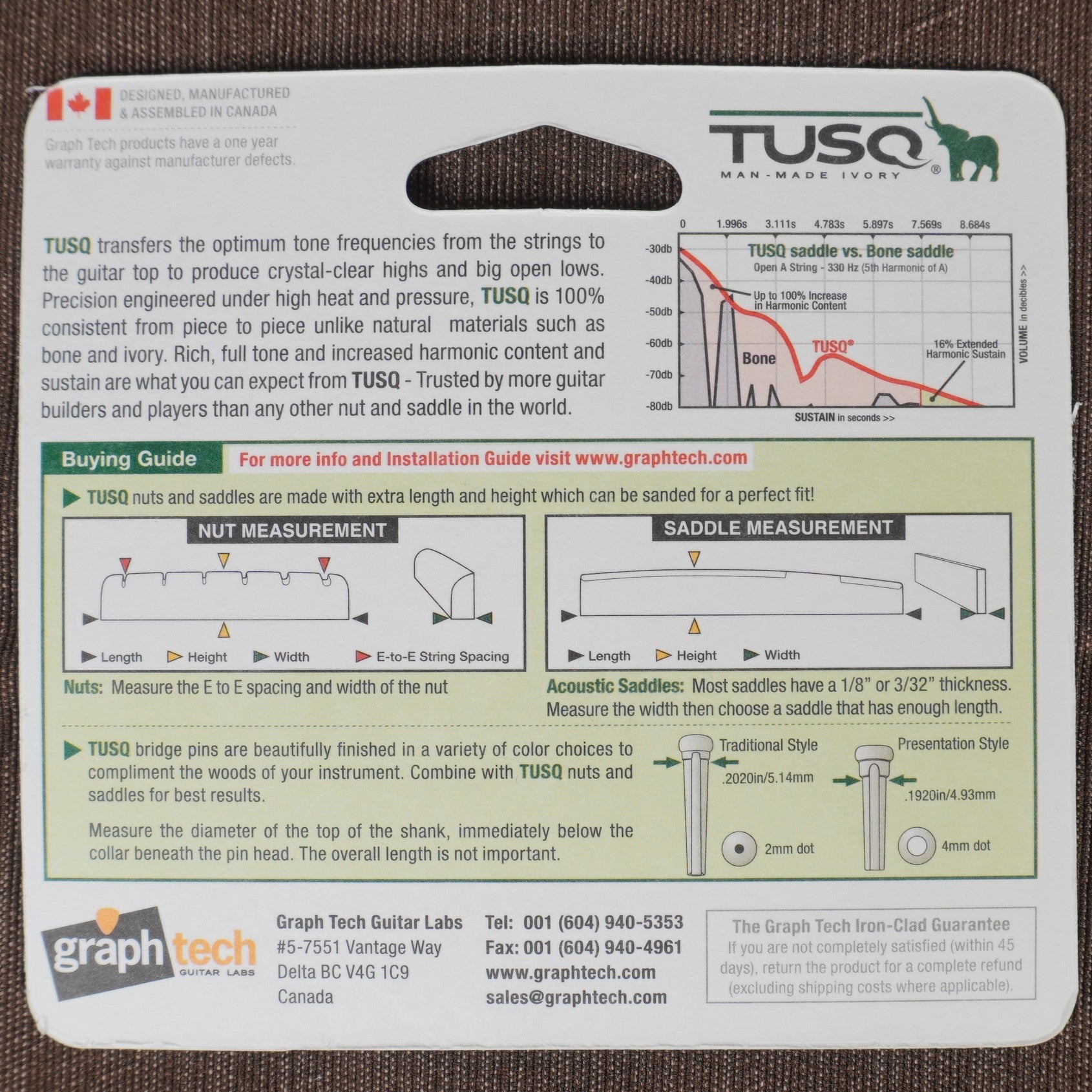 Graph Tech Tusq Slotted Bass 4 String Nut Precision Style