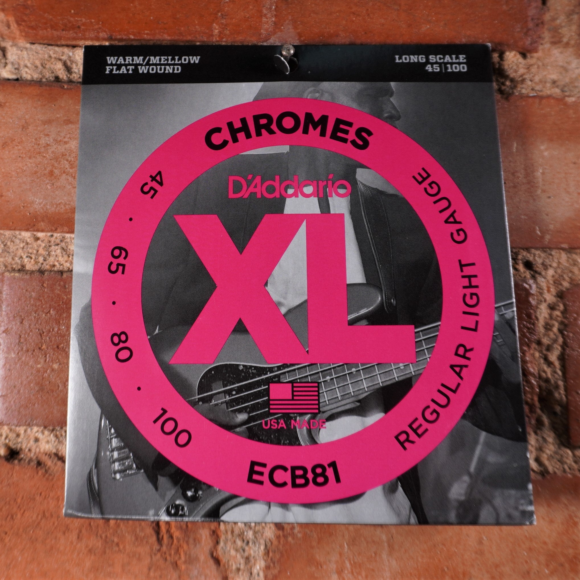 D'addario Chromes Flatwound Bass 4 String Set Light 45-100