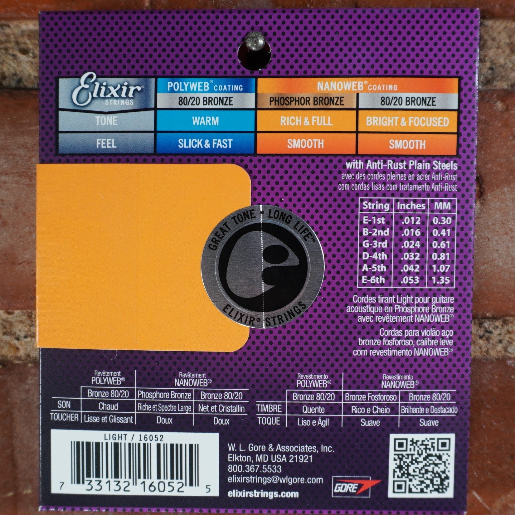 Elixir Acoustic Phosphor Bronze Nanoweb Light 12-53
