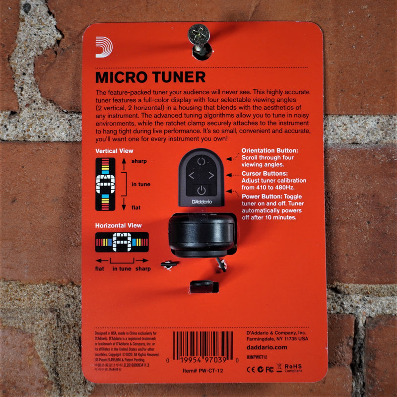 D'addario Micro Headstock Tuner Black