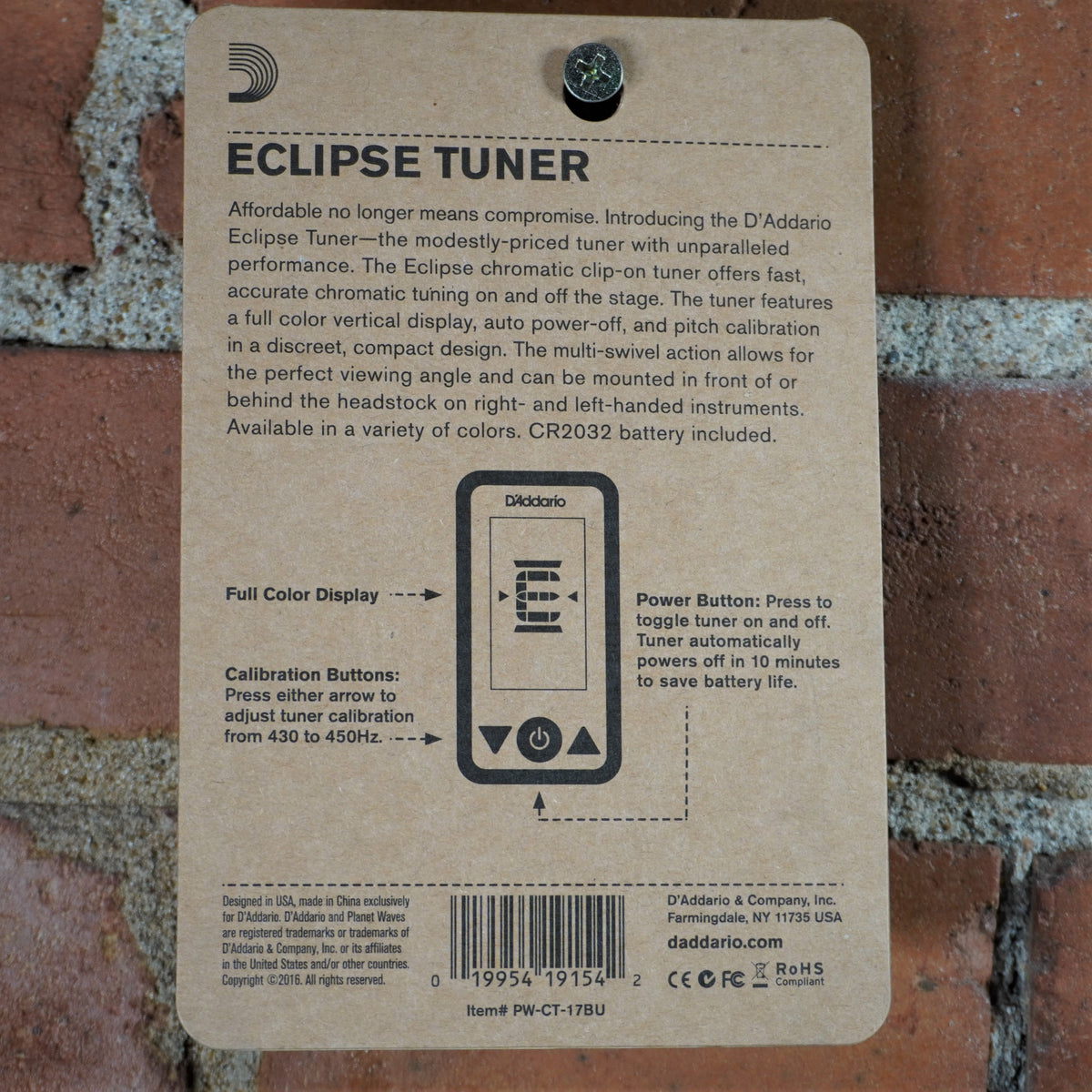 D'addario Eclipse Headstock Tuner Blue