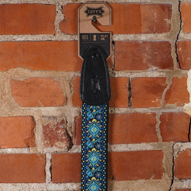 Levy's Print Series Hootenany Blue & Yellow Jacquard Motif Guitar Strap