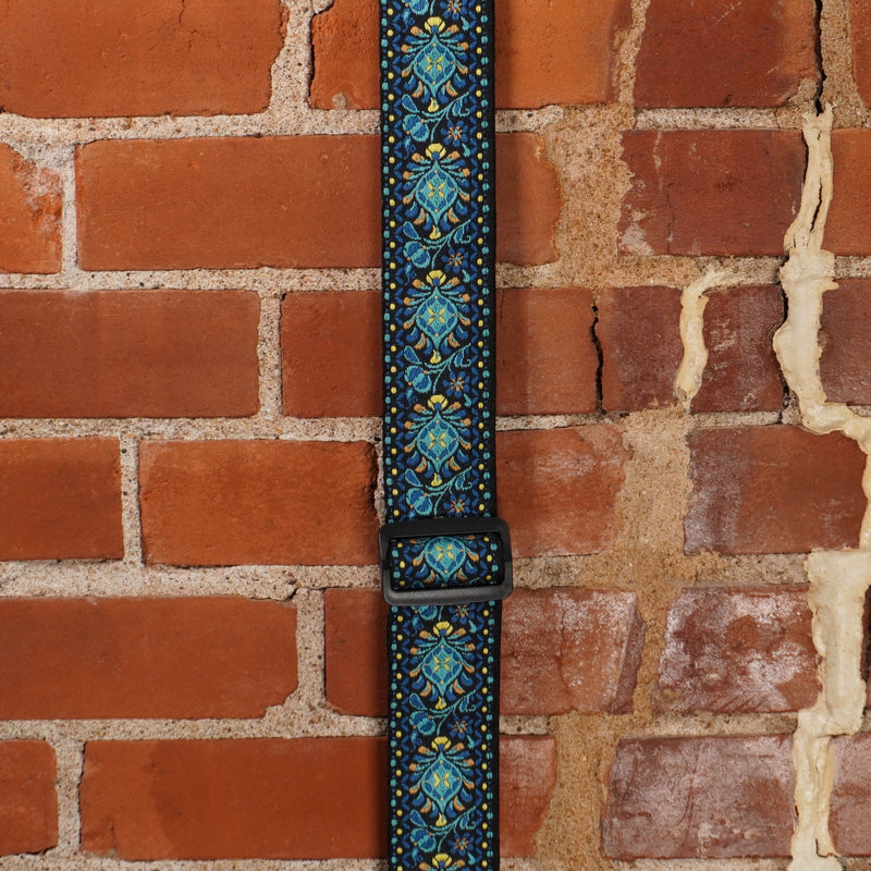 Levy's Print Series Hootenany Blue & Yellow Jacquard Motif Guitar Strap