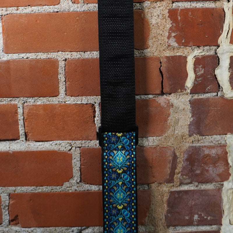 Levy's Print Series Hootenany Blue & Yellow Jacquard Motif Guitar Strap