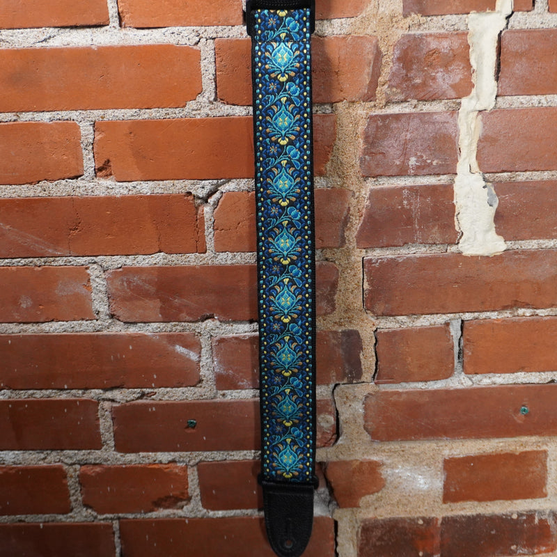 Levy's Print Series Hootenany Blue & Yellow Jacquard Motif Guitar Strap