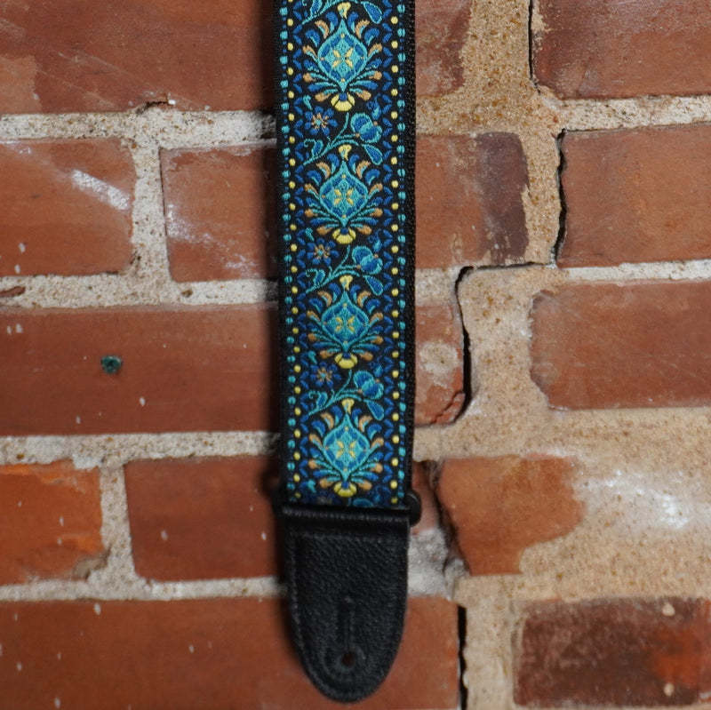 Levy's Print Series Hootenany Blue & Yellow Jacquard Motif Guitar Strap