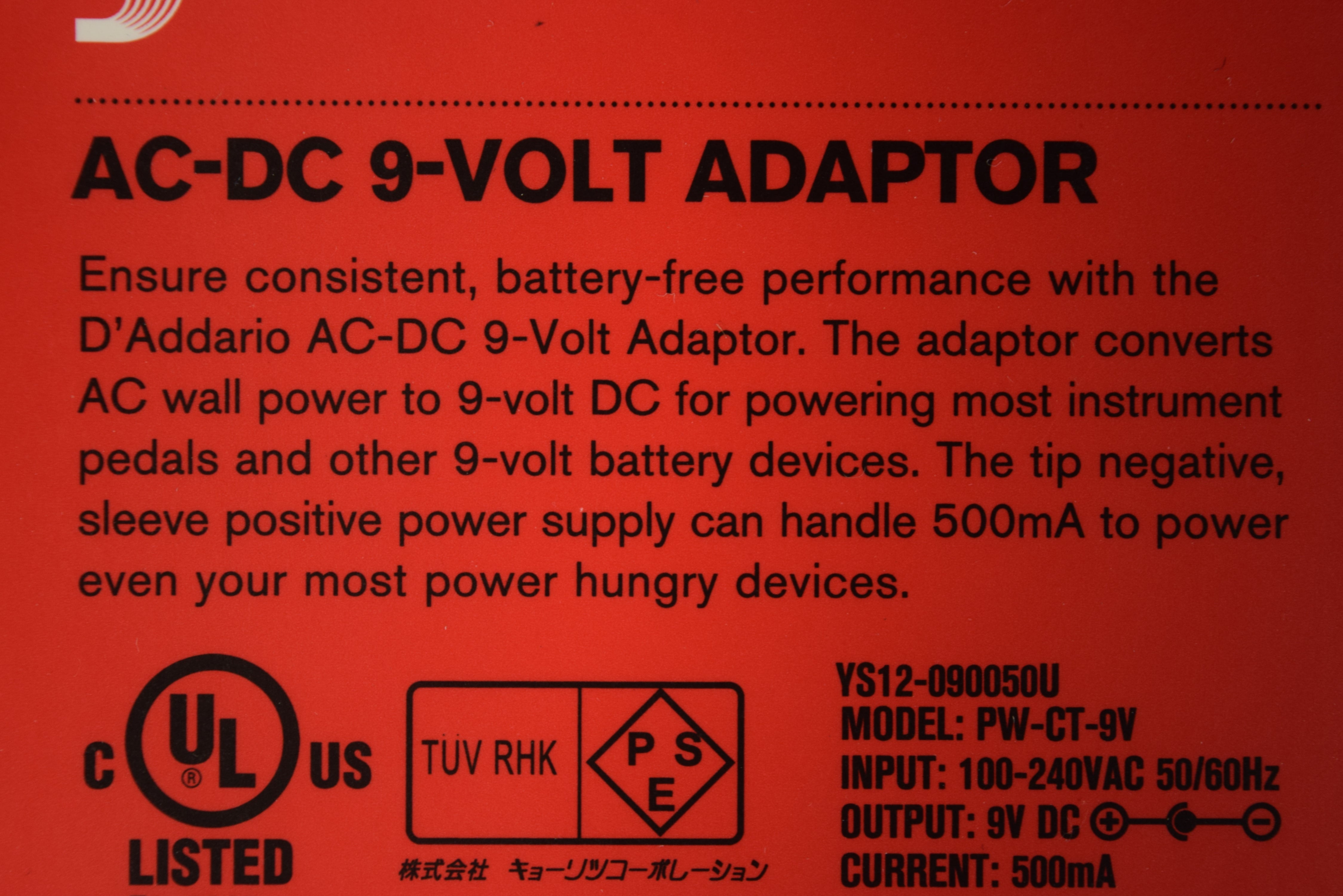 D'addario 9V Power Adapter