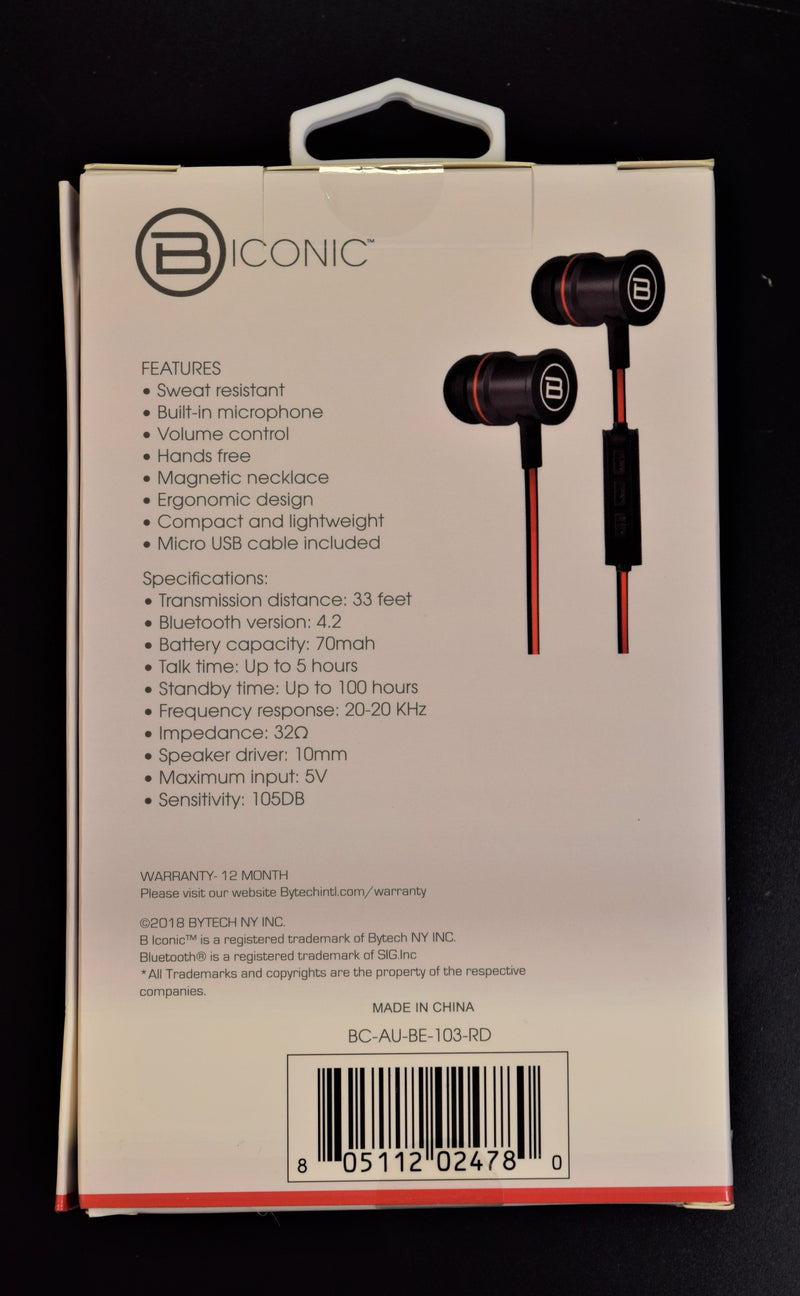 Biconic Wireless Stereo Earbuds Red